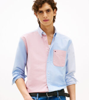 Colour-Blocked Stripe Relaxed Fit Shirt